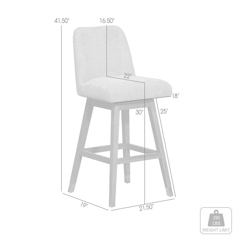 30" Gray Solid Wood Bar Height Swivel Bar Chair