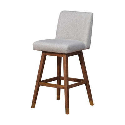 Taupe and Brown Solid Wood Bar Height Swivel Bar Chair