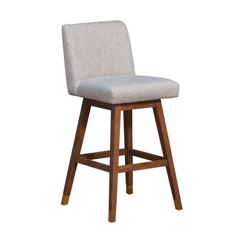 Taupe and Brown Solid Wood Bar Height Swivel Bar Chair