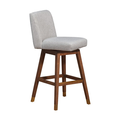Taupe and Brown Solid Wood Bar Height Swivel Bar Chair