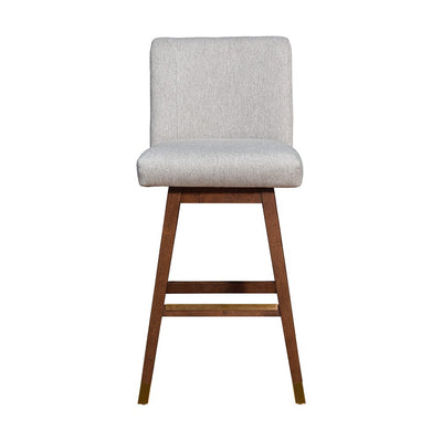 Taupe and Brown Solid Wood Bar Height Swivel Bar Chair