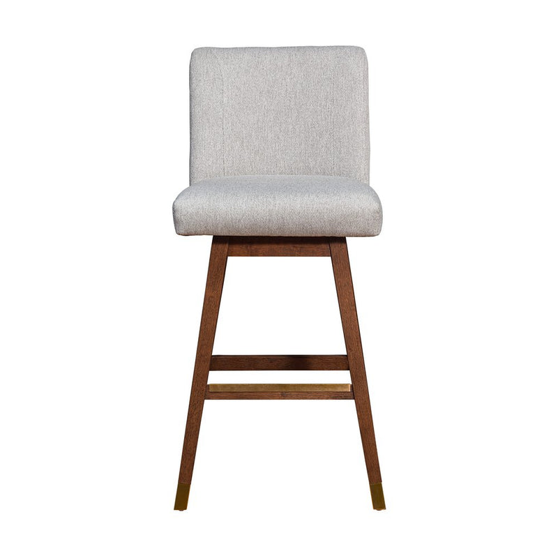 Taupe and Brown Solid Wood Bar Height Swivel Bar Chair
