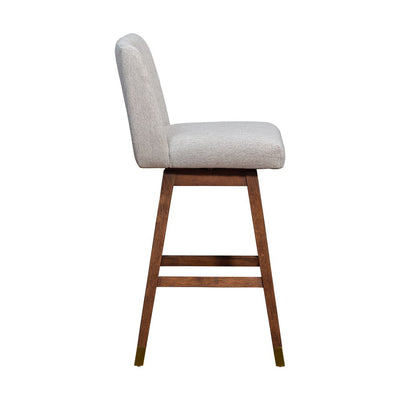 Taupe and Brown Solid Wood Bar Height Swivel Bar Chair