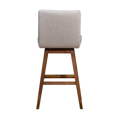 Taupe and Brown Solid Wood Bar Height Swivel Bar Chair