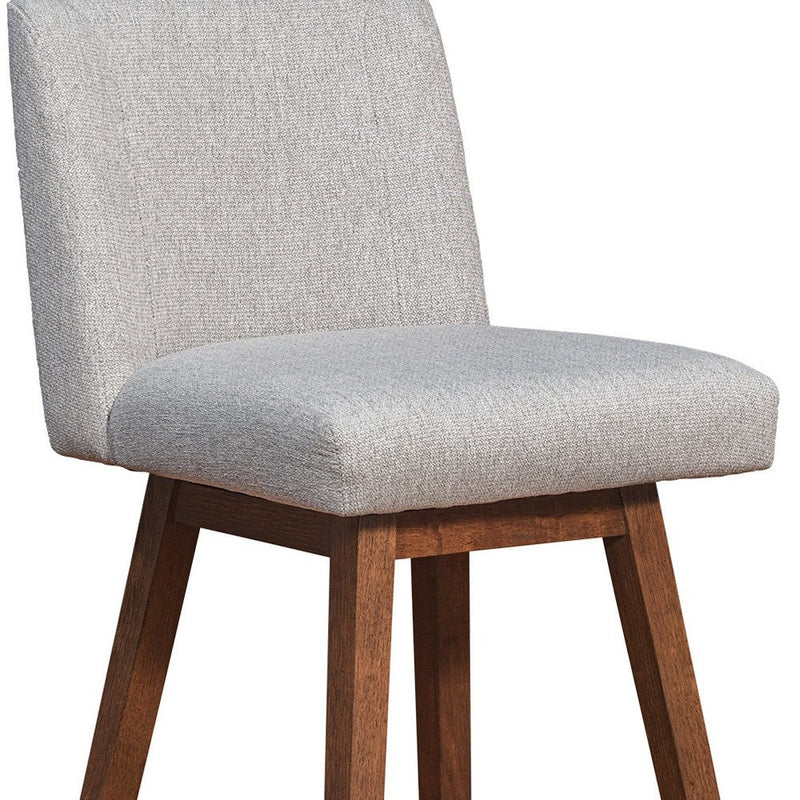 Taupe and Brown Solid Wood Bar Height Swivel Bar Chair
