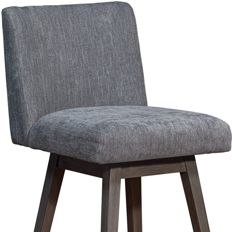 26" Gray and Brown Solid Wood Counter Height Swivel Bar Chair