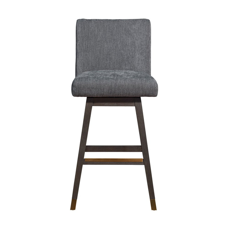 30" Gray and Brown Solid Wood Swivel Bar Chair