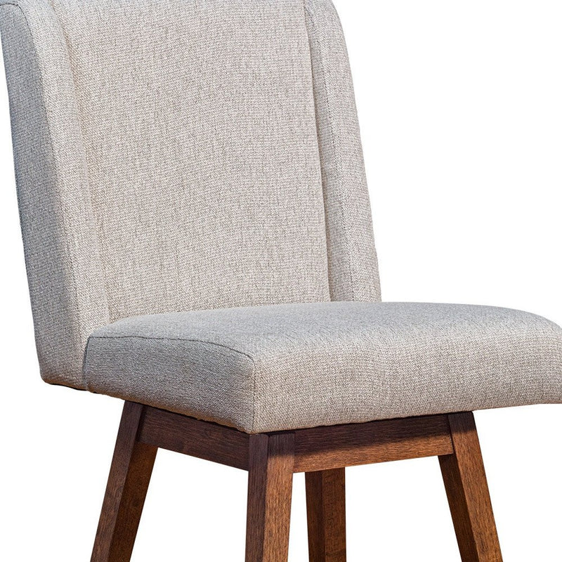 26" Taupe and Brown Solid Wood Swivel Bar Chair