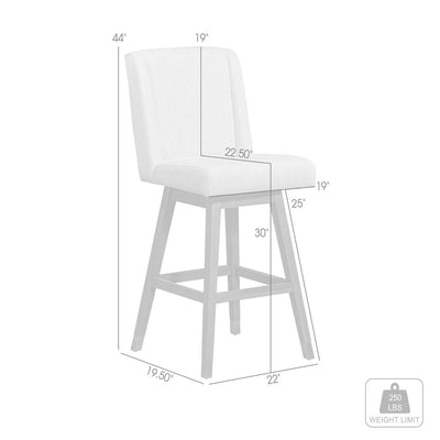 30" Taupe And Brown Solid Wood Swivel Bar Chair