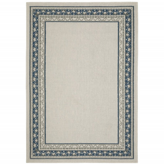 2' X 4' Blue and Beige Stain Resistant Indoor Outdoor Area Rug
