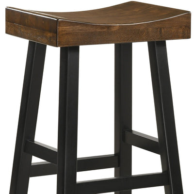 30" Brown and Black Solid Wood Backless Bar Height Bar Chair