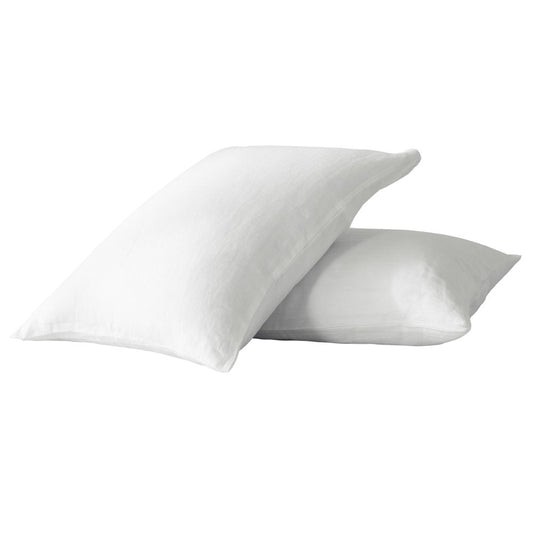 Set of Two Light Gray Linen Standard Pillowcases