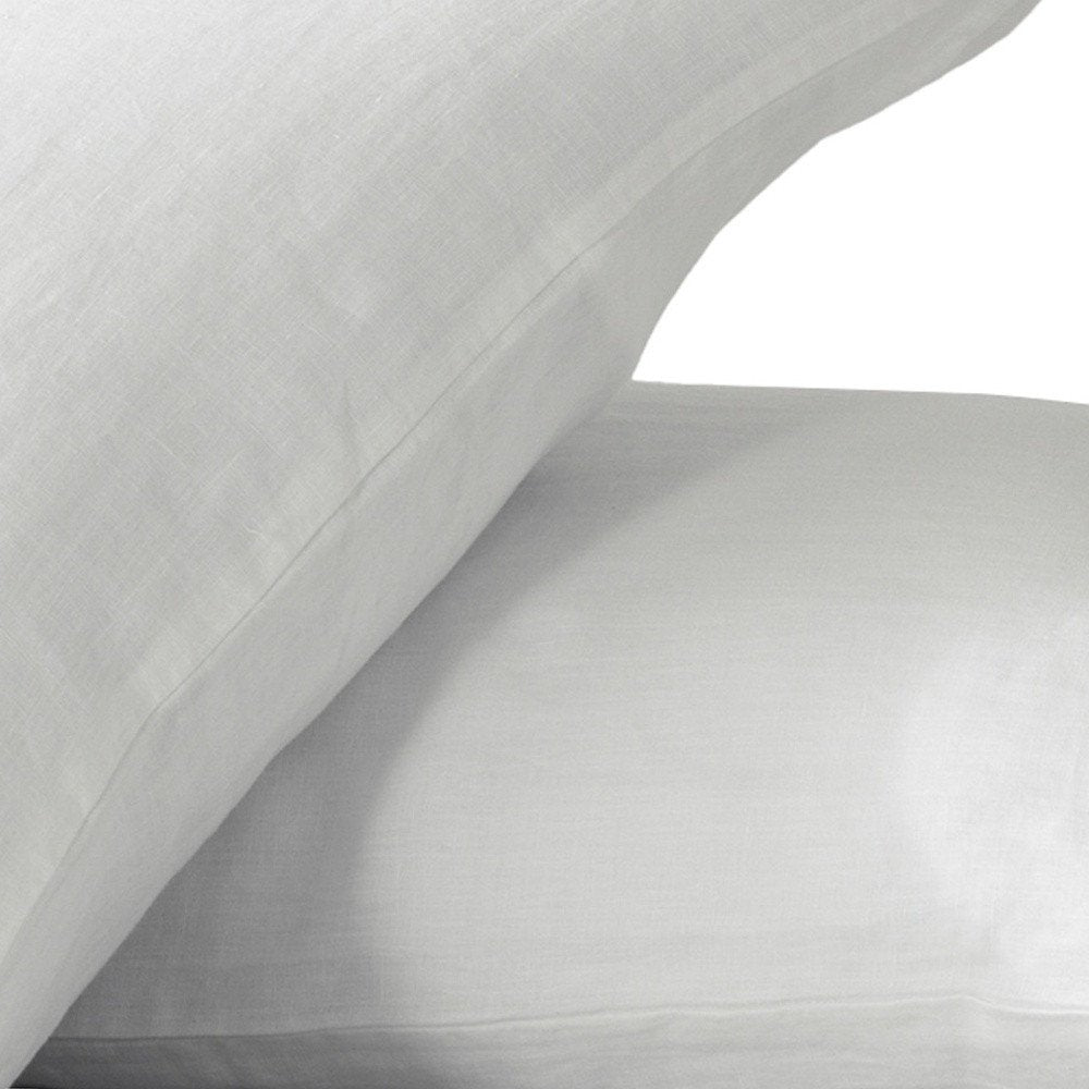 Set of Two Light Gray Linen Pillowcases