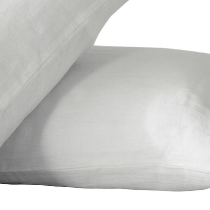 Set of Two Light Gray Linen Pillowcases
