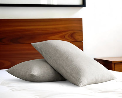 Set of Two Light Gray Linen Pillowcases