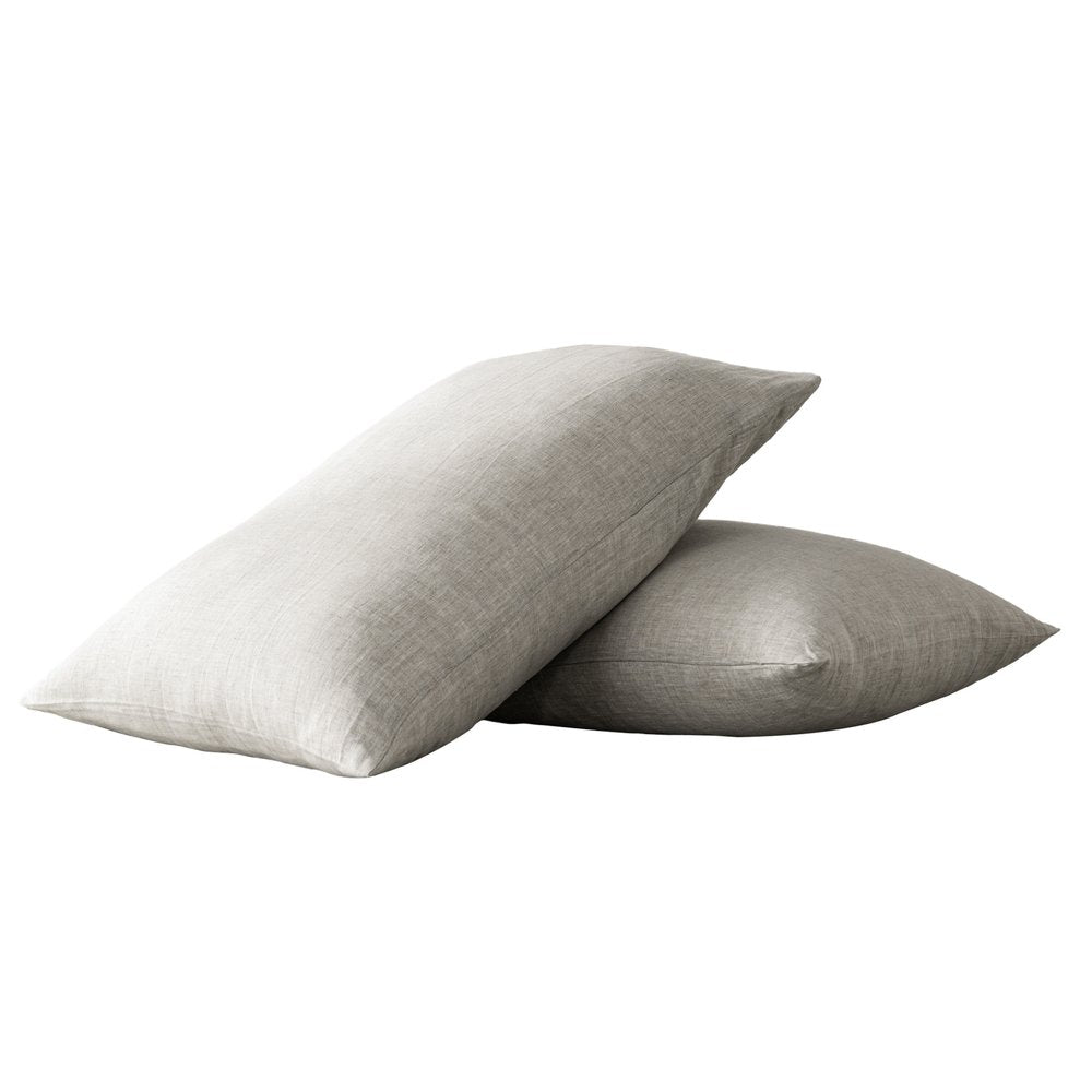 Set of Two Light Gray Linen Pillowcases
