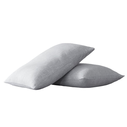 Set of Two Light Gray Linen Pillowcases