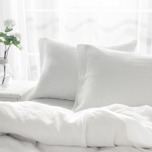 Set of Two Slate Gray Linen King Pillowcases