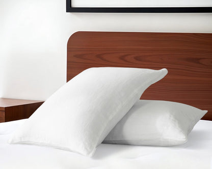 Set of Two Light Gray Linen King Pillowcases