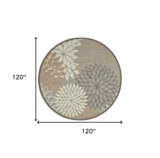 10' Gray and Ivory Indoor Outdoor Area Rug