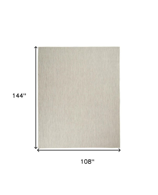 9' X 12' Ivory And Silver Indoor Outdoor Area Rug