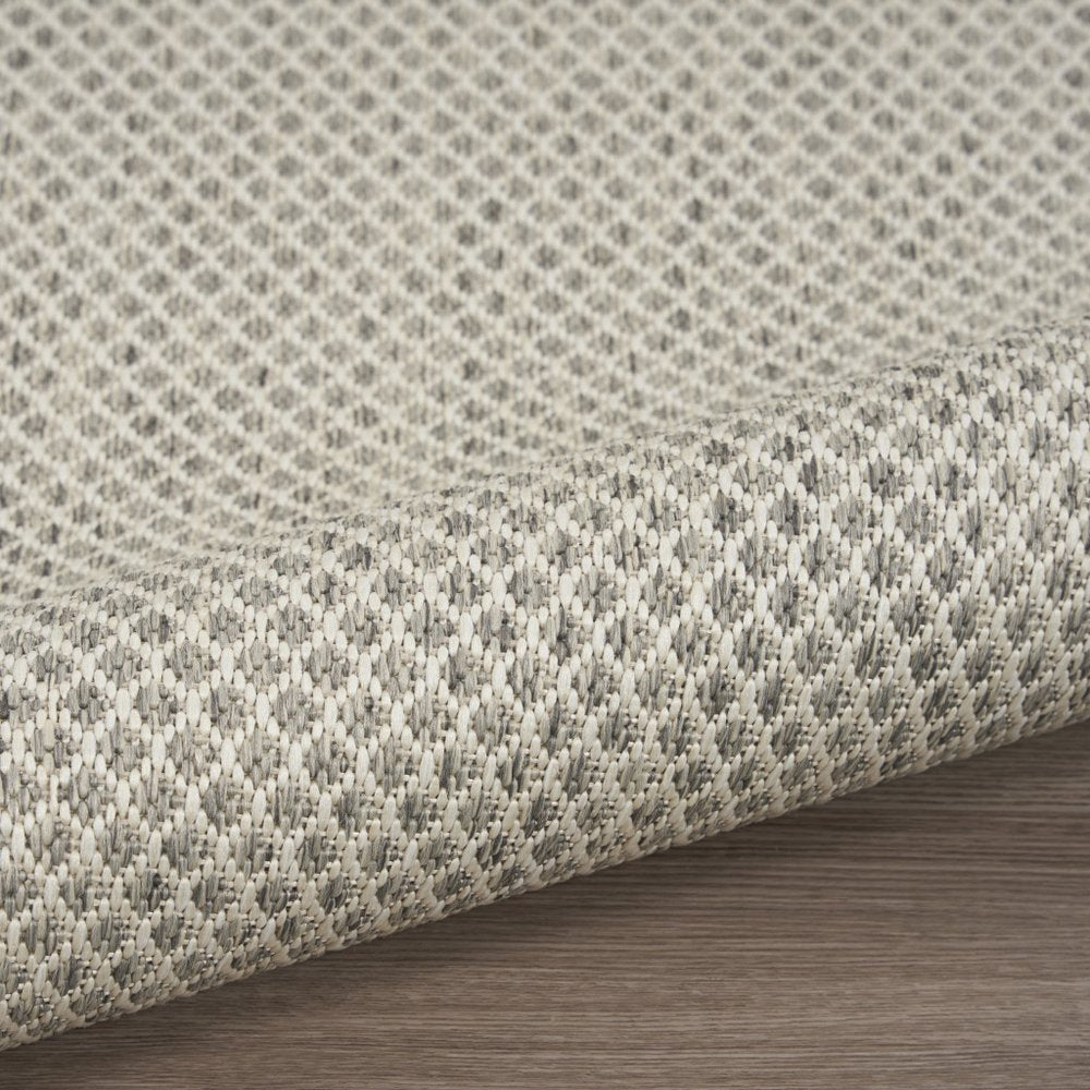 6' X 9' Ivory and Silver Indoor Outdoor Area Rug