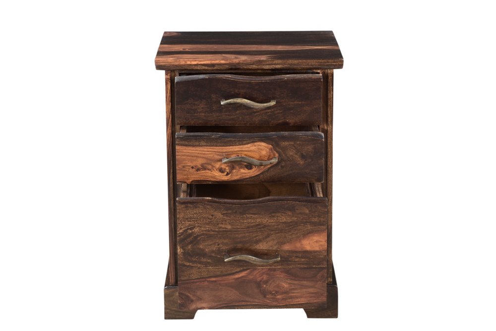 30" Dark Brown Solid Wood Three Drawer Live Edge Filing Cabinet