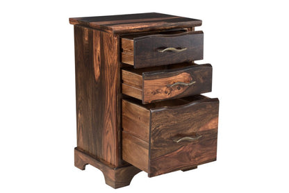 30" Dark Brown Solid Wood Three Drawer Live Edge Filing Cabinet