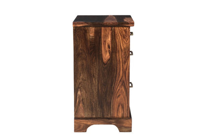 30" Dark Brown Solid Wood Three Drawer Live Edge Filing Cabinet