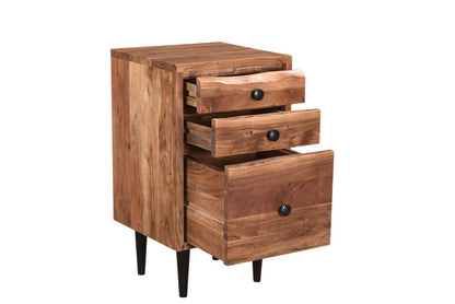 30" Brown Solid Wood Three Drawer Live Edge Filing Cabinet