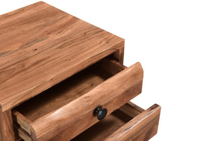 30" Brown Solid Wood Three Drawer Live Edge Filing Cabinet