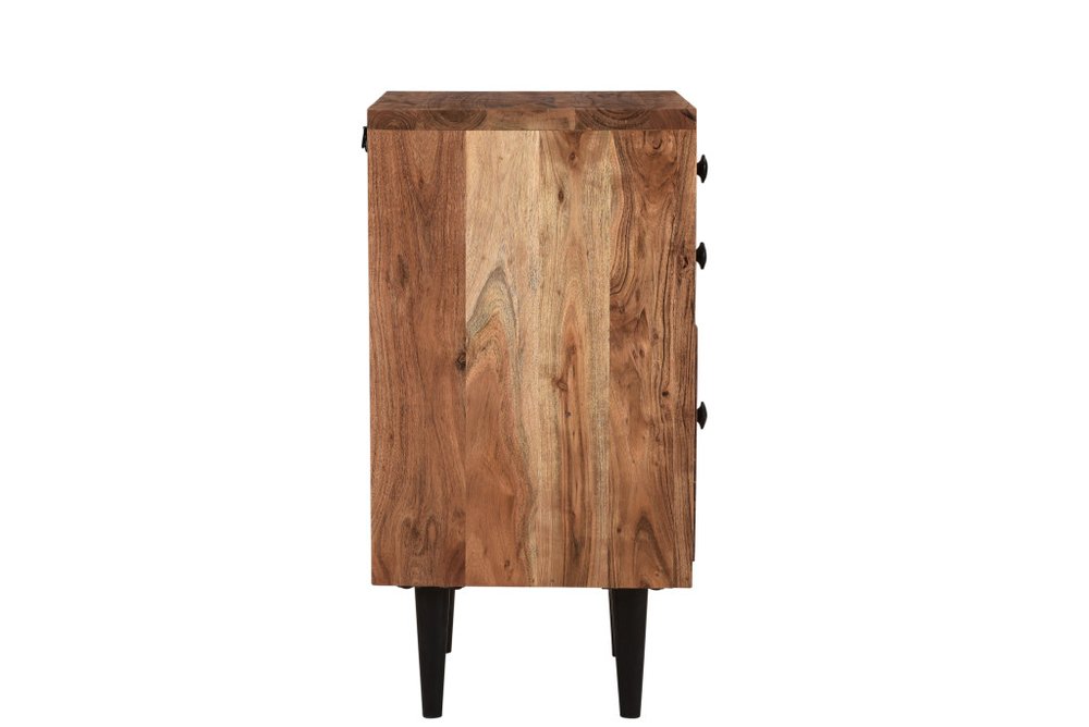 30" Brown Solid Wood Three Drawer Live Edge Filing Cabinet