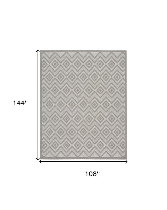 9' X 12' Gray And Silver Indoor Outdoor Area Rug