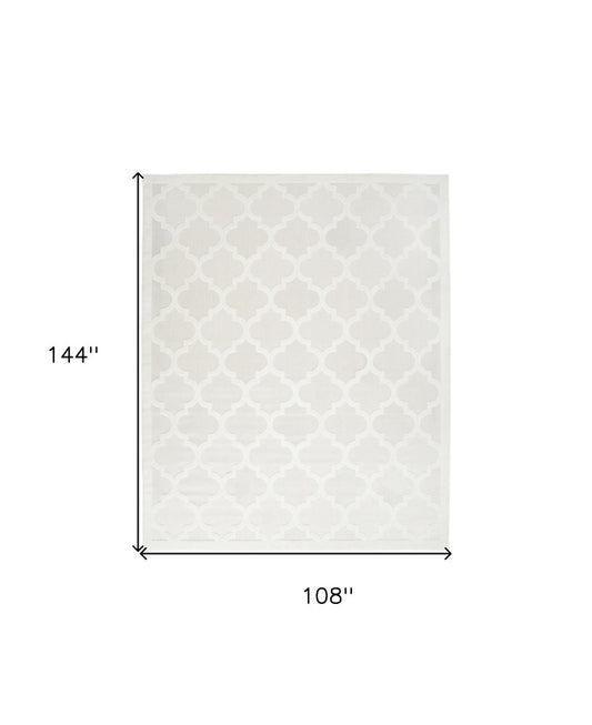 9' X 12' Ivory And White Indoor Outdoor Area Rug