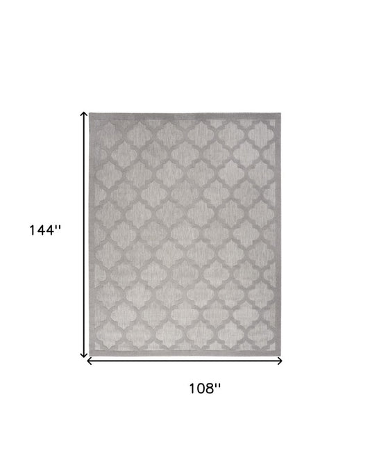 9' X 12' Gray And Silver Indoor Outdoor Area Rug