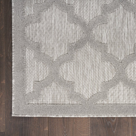 9' X 12' Gray And Silver Indoor Outdoor Area Rug