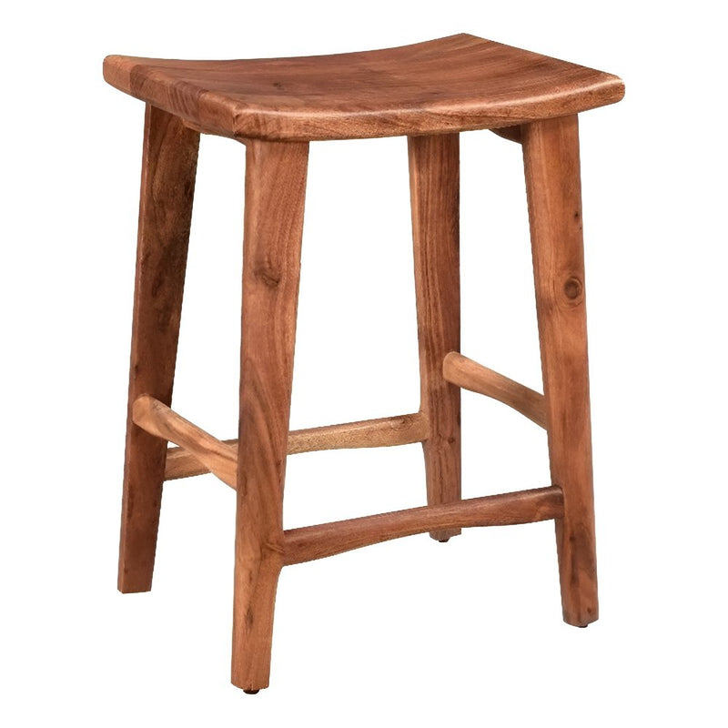 26" Brown Solid Wood Backless Bar Chair