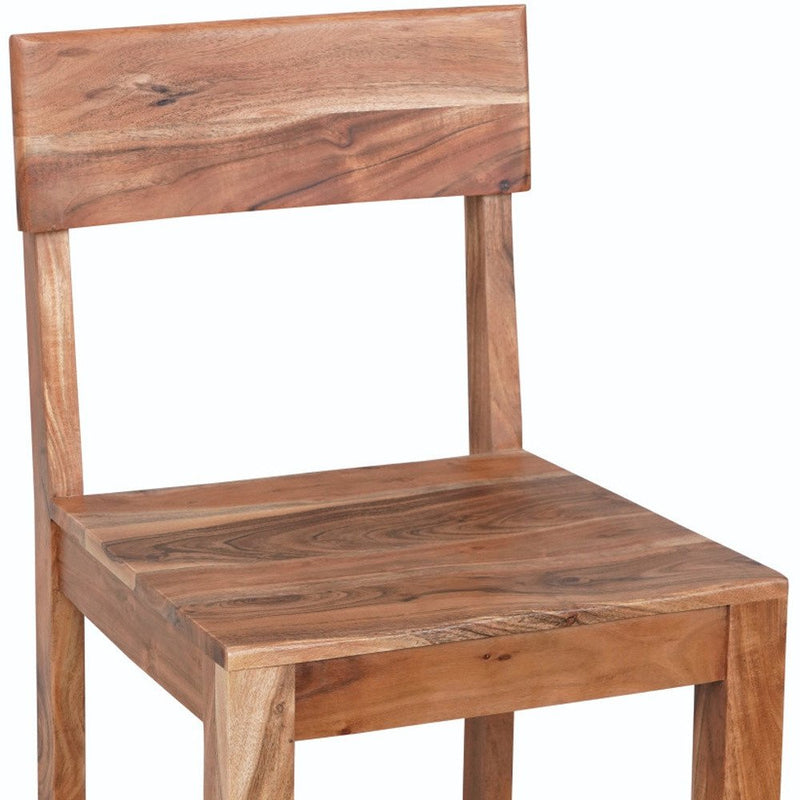 18" Brown Solid Wood Counter Height Bar Chair