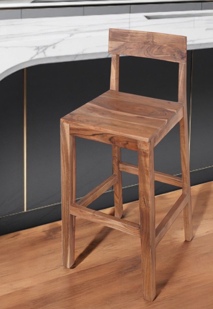 30" Brown Solid Wood Bar Height Bar Chair
