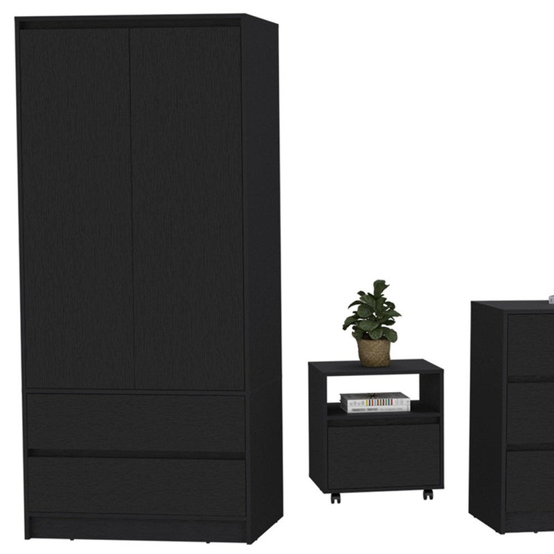 Three Piece Black Bedroom Set