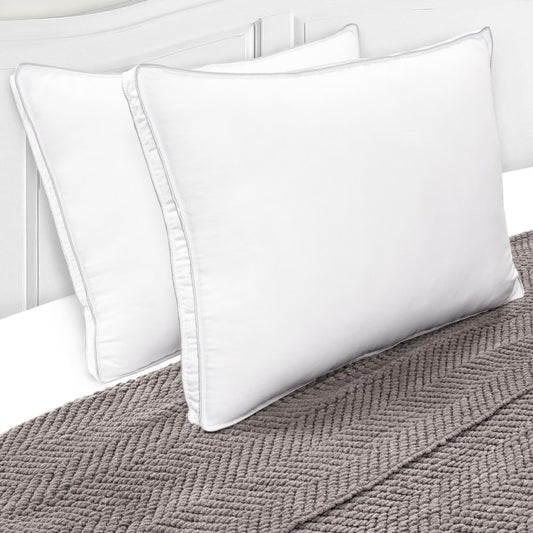 Set of Two Microfiber Down Alternative Medium Hypoallergenic Standard Size Bed Pillows