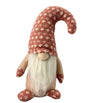 12" Pink And White Fabric Christmas Santa Standing Gnome