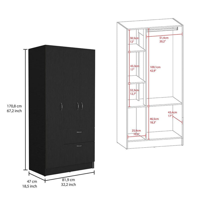 Two Piece Brown and Black Bedroom Set