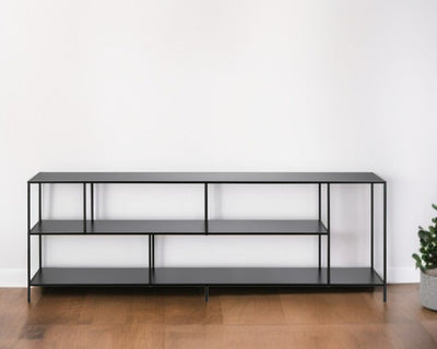 70" Black Metal Open shelving TV Stand