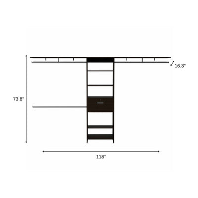118" Black Manufactured Wood Closet System