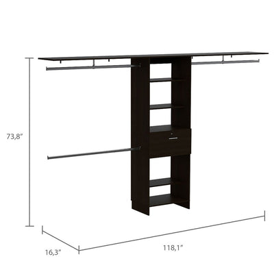 118" Black Wood Closet System