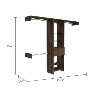 98" Brown Manufactured Wood Closet System