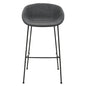 Set of Two 30" Gray and Black Fabric and Steel Low Back Bar Height Bar Chairs