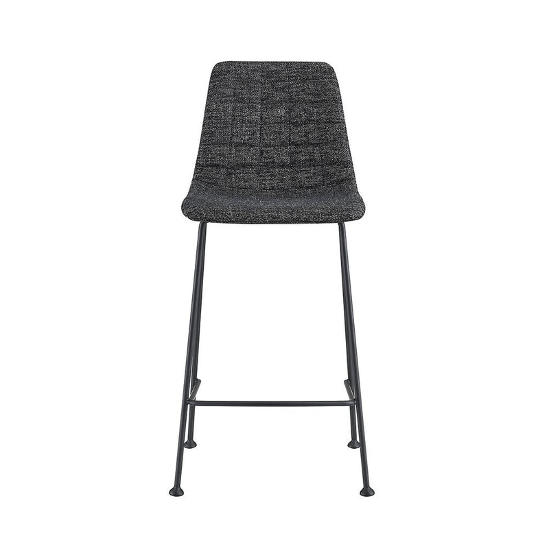 Set of Two 26" Black Fabric and Steel Low Back Counter Height Bar Chairs