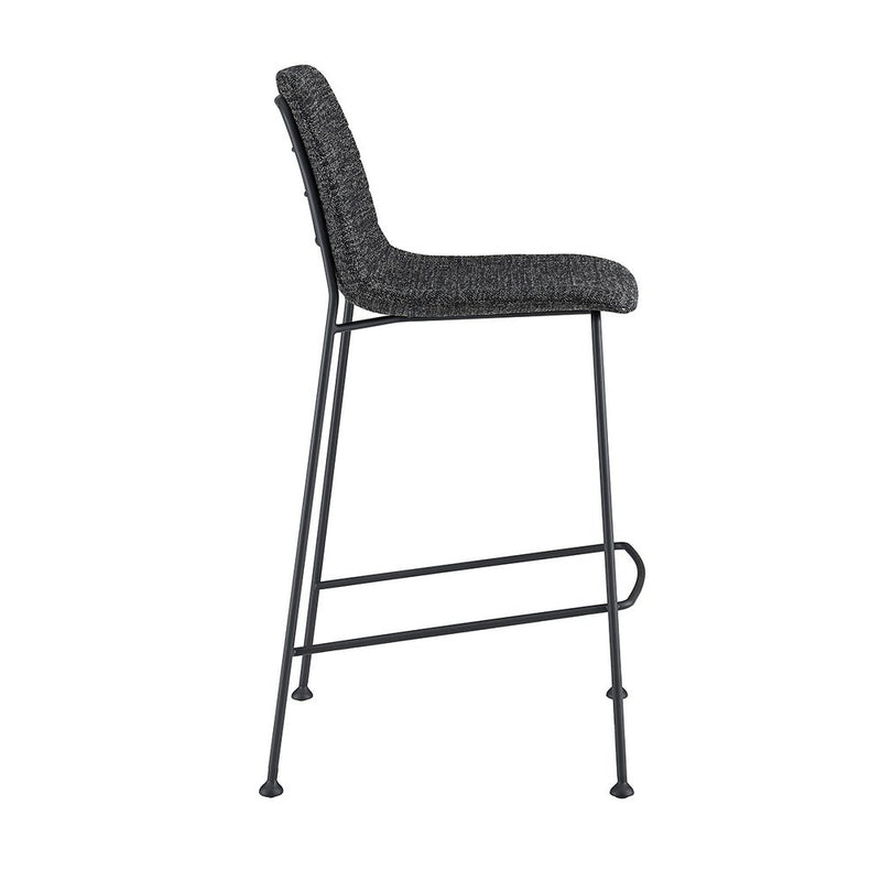 Set of Two 26" Black Fabric and Steel Low Back Counter Height Bar Chairs
